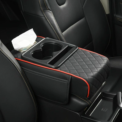 New Car Armrest Box Pad, Armrest box pad - 1177b-black-red