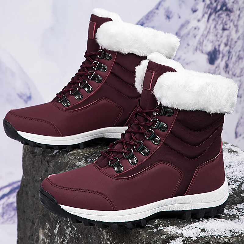 Botas de algodón de invierno para mujeres al aire libre más vello grueso calentamiento botas de nieve de comercio exterior zapatos de mujer de tamaño grande