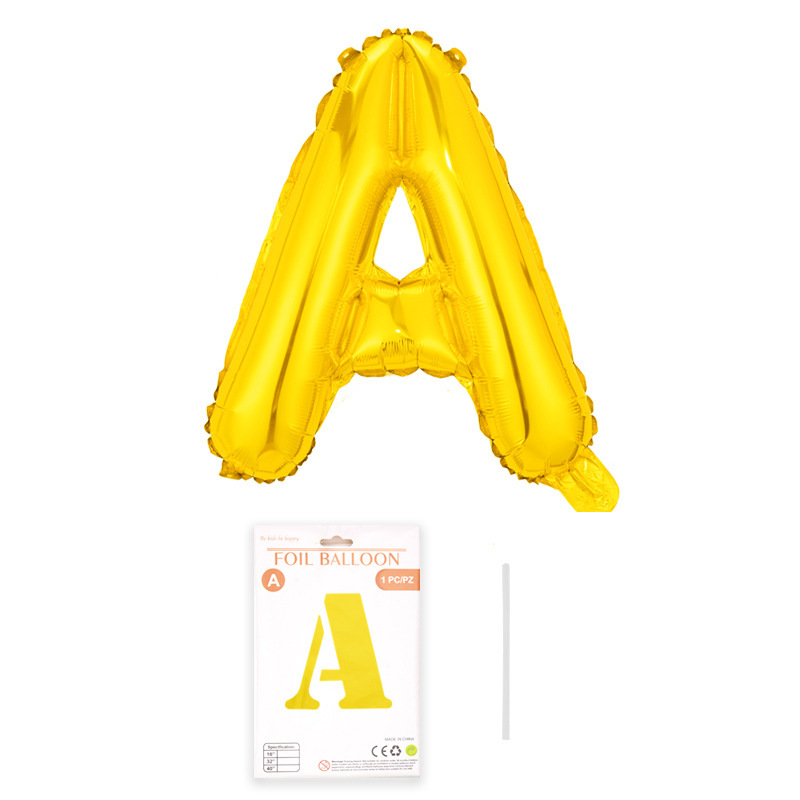 16 pulgadas alfabeto inglés tarjeta de papel independiente embalaje película de aluminio globo decoración de fiesta de cumpleaños diseño papel de aluminio globo al por mayor