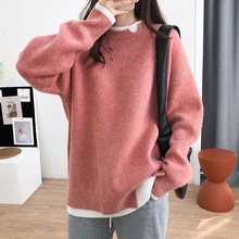 假两件针织毛衣女2024秋冬新款韩版加厚宽松慵懒风洋气减龄上衣潮