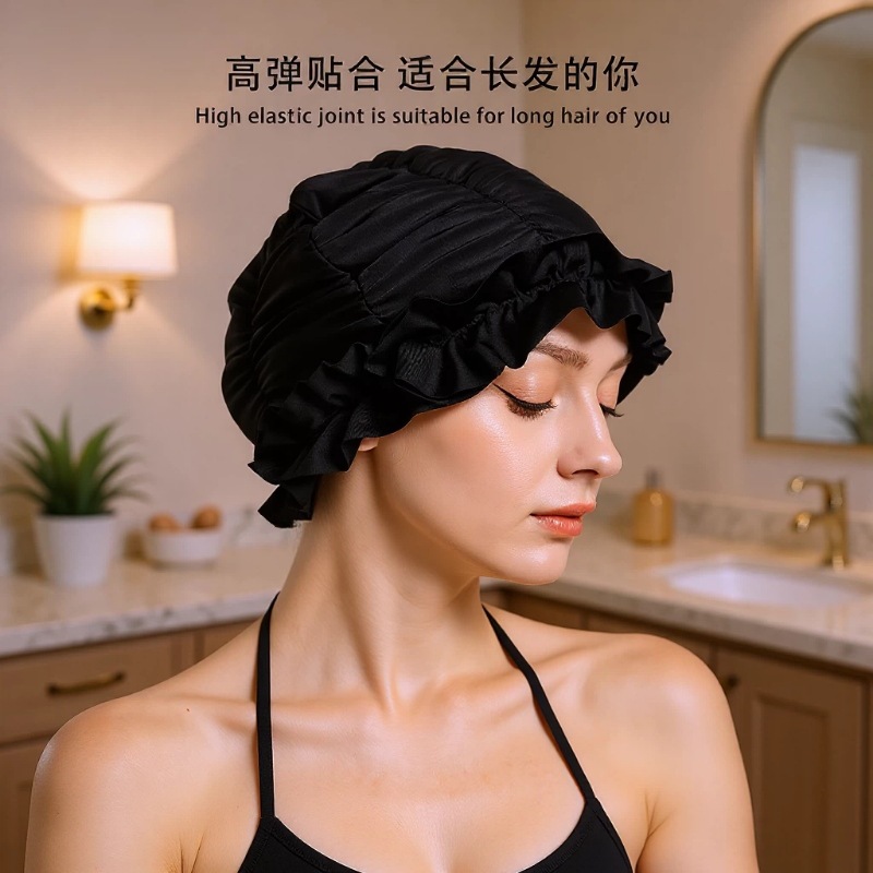 Venta directa de fábrica al por mayor nuevo gorro de natación con volantes de secado rápido más tamaño color sólido embalaje independiente gorro de natación