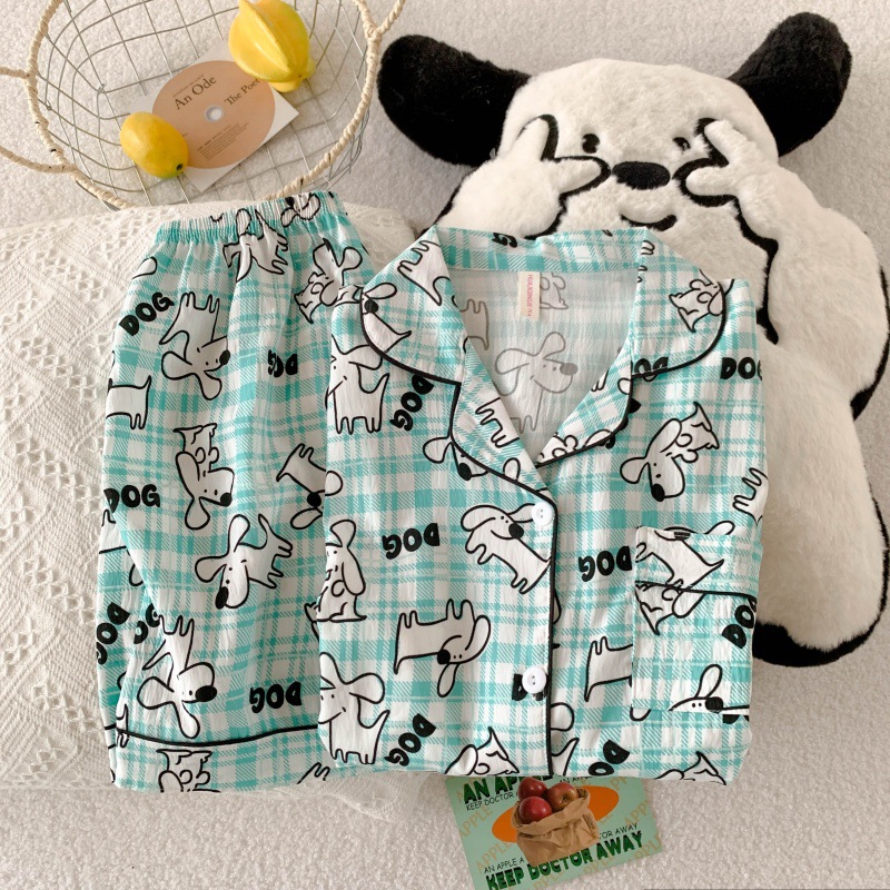 Douyin Xiaohongshu transmisión en vivo estilo caliente verano nube pijamas de algodón mujeres de manga corta casual de dibujos animados traje de servicio a domicilio para estudiantes image 12