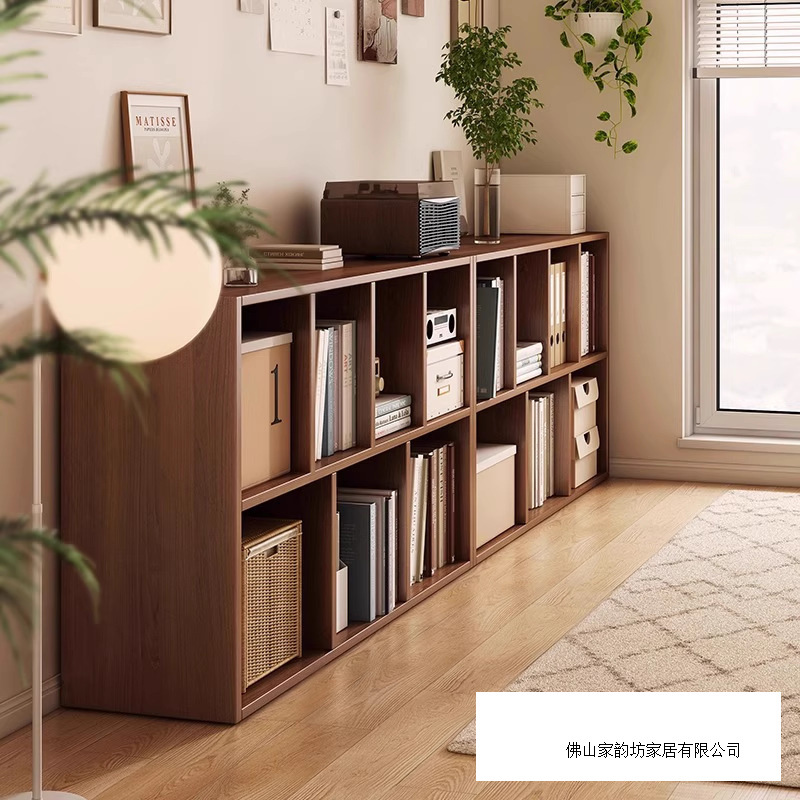 Solid Wood Bookcase Storage Cabinet Home Living Room Wall Storage Cabinet Storage Cabinet Low Cabinet Combination Grid Cabinet Floor-Standing Bookshelf