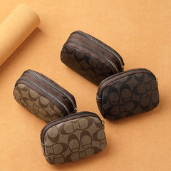 印花迷你零錢包女網紅大牌小巧時尚鑰匙包卡包硬幣雙層拉鏈收納包