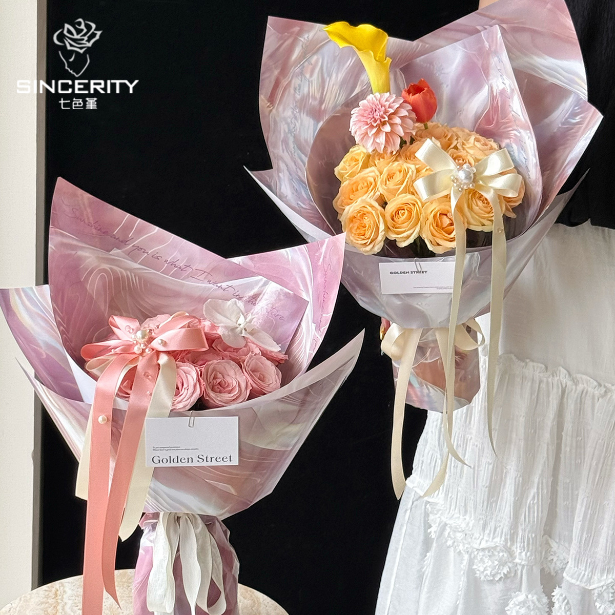 Nuevo papel brillante impermeable flor embalaje DIY embalaje florista material de papel de embalaje de flores