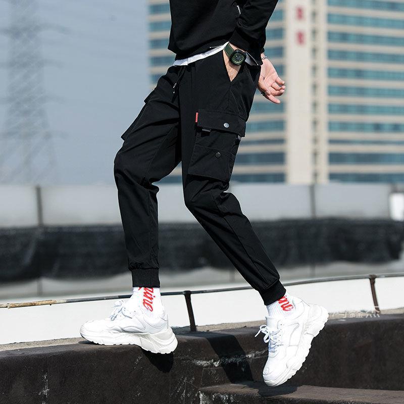 Hong Xin Jie autumn and winter casual pants men's overalls plus fleece sweatpants men's footband sports pants trend overalls manufacturers