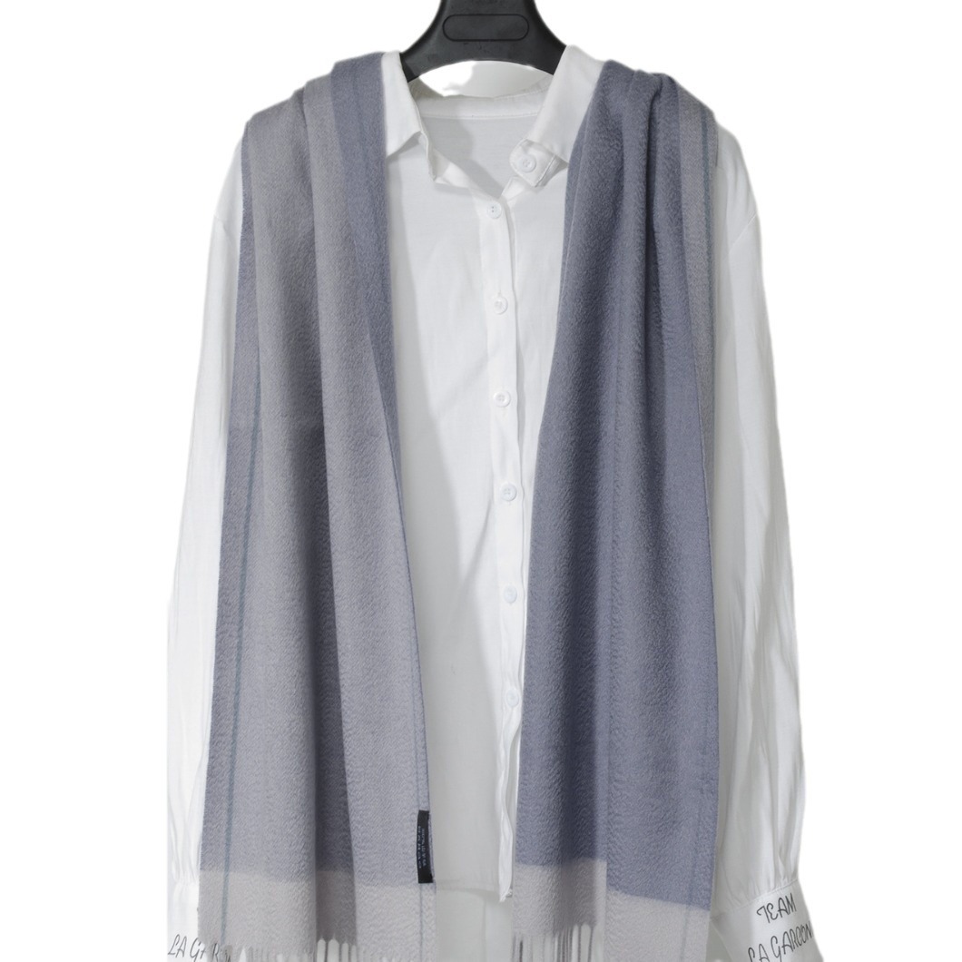 Fábrica de Mongolia interior pelo liso cachemira pura falsa ondulación del agua de doble cara llanura nueva bufanda Otoño e Invierno borla color a juego