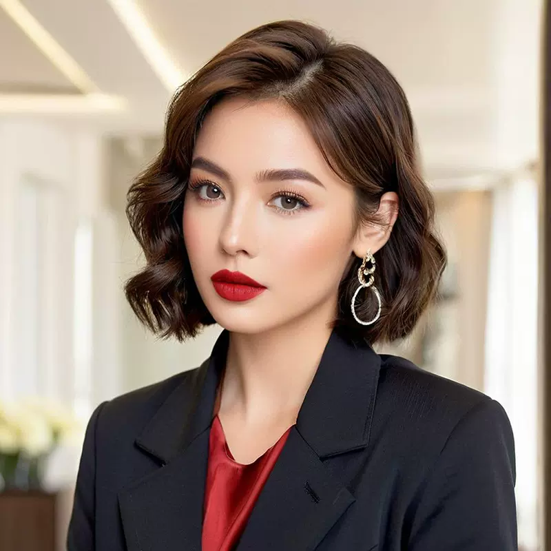 厂家现货狂飙大嫂同款短卷发假发女全头套整顶高温丝短发直销代发