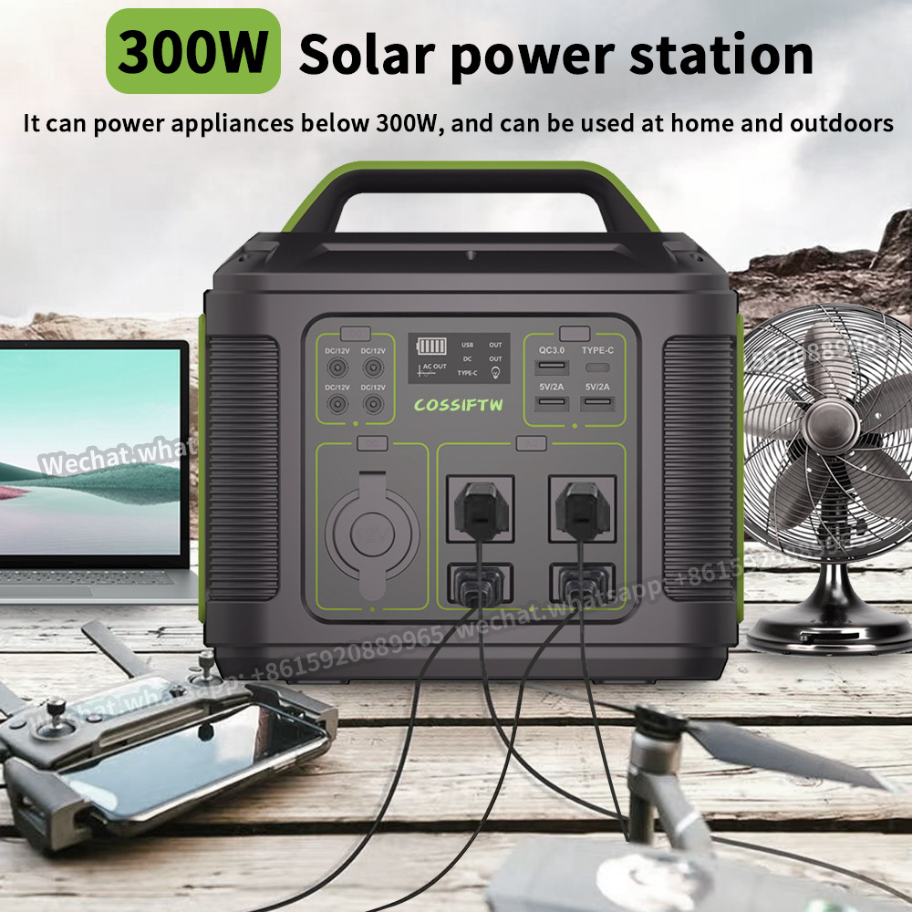 300W fuente de alimentación al aire libre con toma de corriente ac 220V cabina de alimentación móvil de gran capacidad portátil de almacenamiento de energía de emergencia de campamento