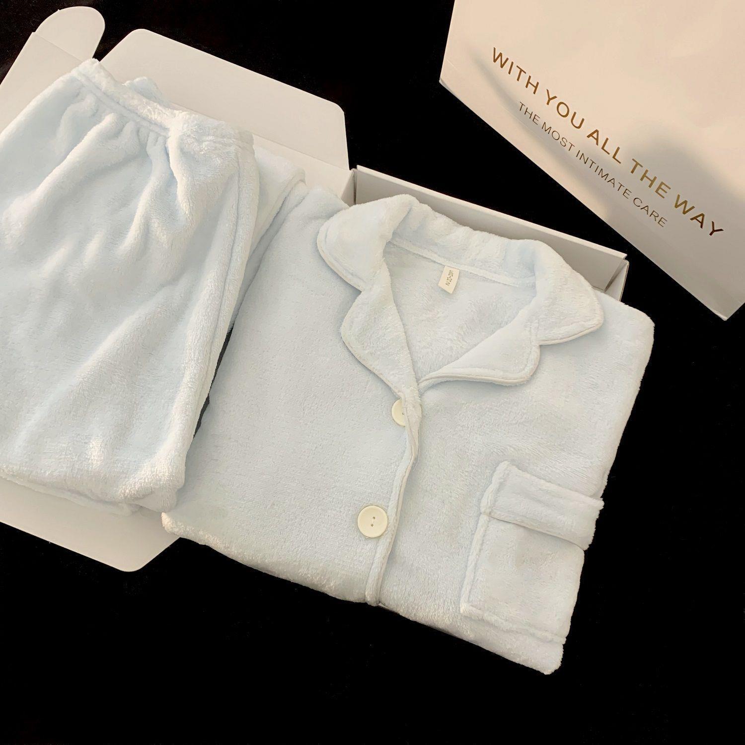 Nuevo pijama rosa de lana de coral para mujeres 2025 invierno acelerado de lana de franela para niñas simple conjunto de ropa para el hogar