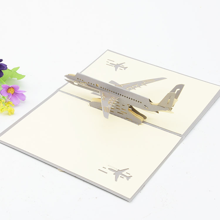 飛機造型3D立體紙雕立體創意賀卡商務往來祝福禮物卡片可加印logo