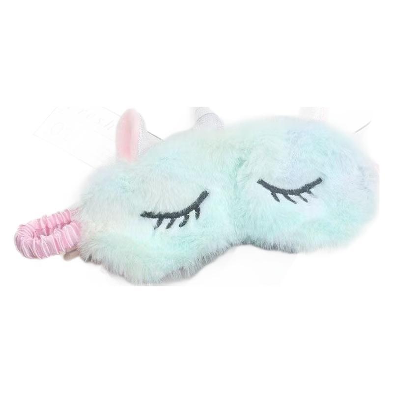 Suministro de máscaras de ojos de unicornio de pelusa de color, máscaras de ojos de pelusa de dibujos animados, máscaras de ojos de pelusa de almuerzo para dormir en stock
