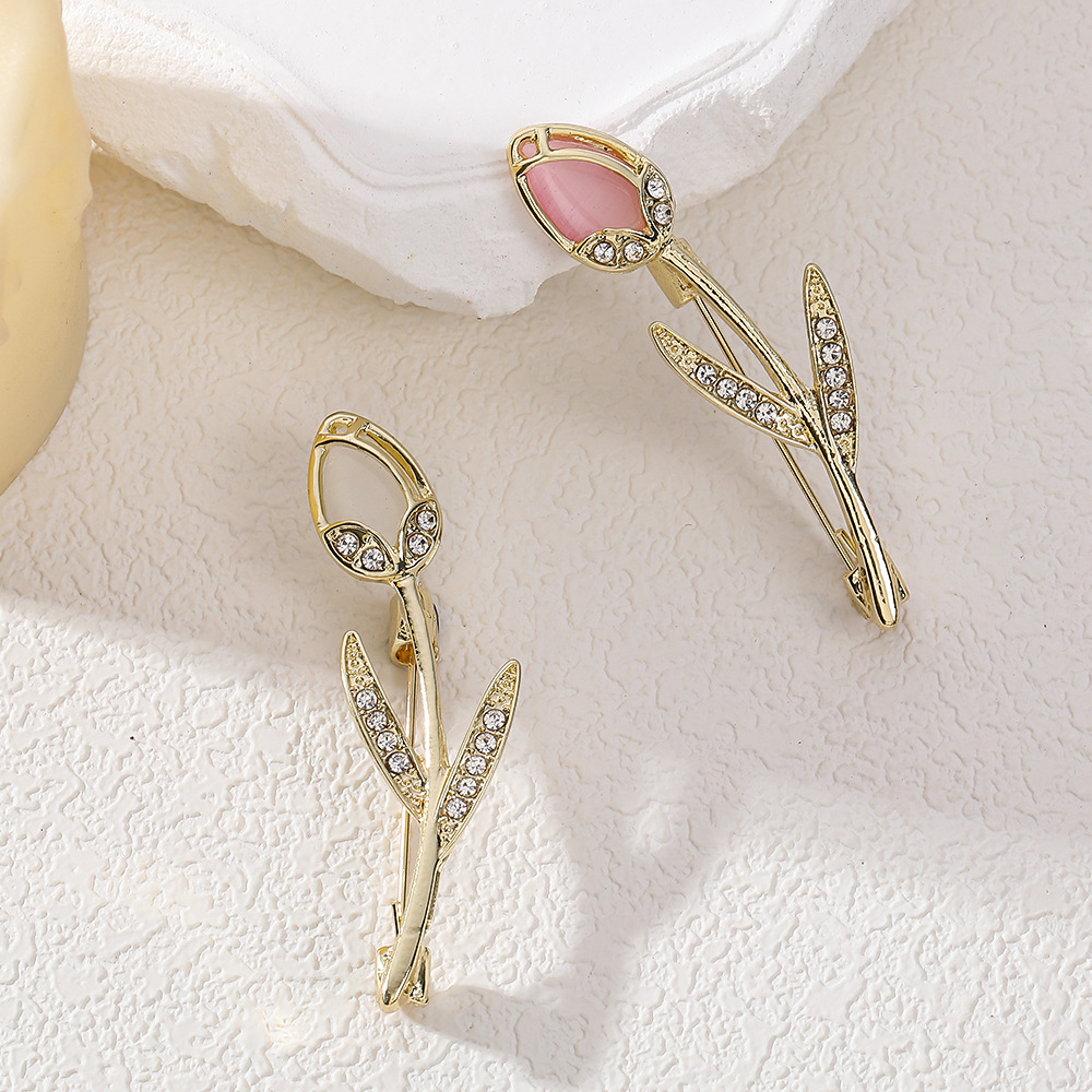 Vacation Simple Style Pin Flower Zinc Alloy Inlay Zircon Women's Brooches display picture 2