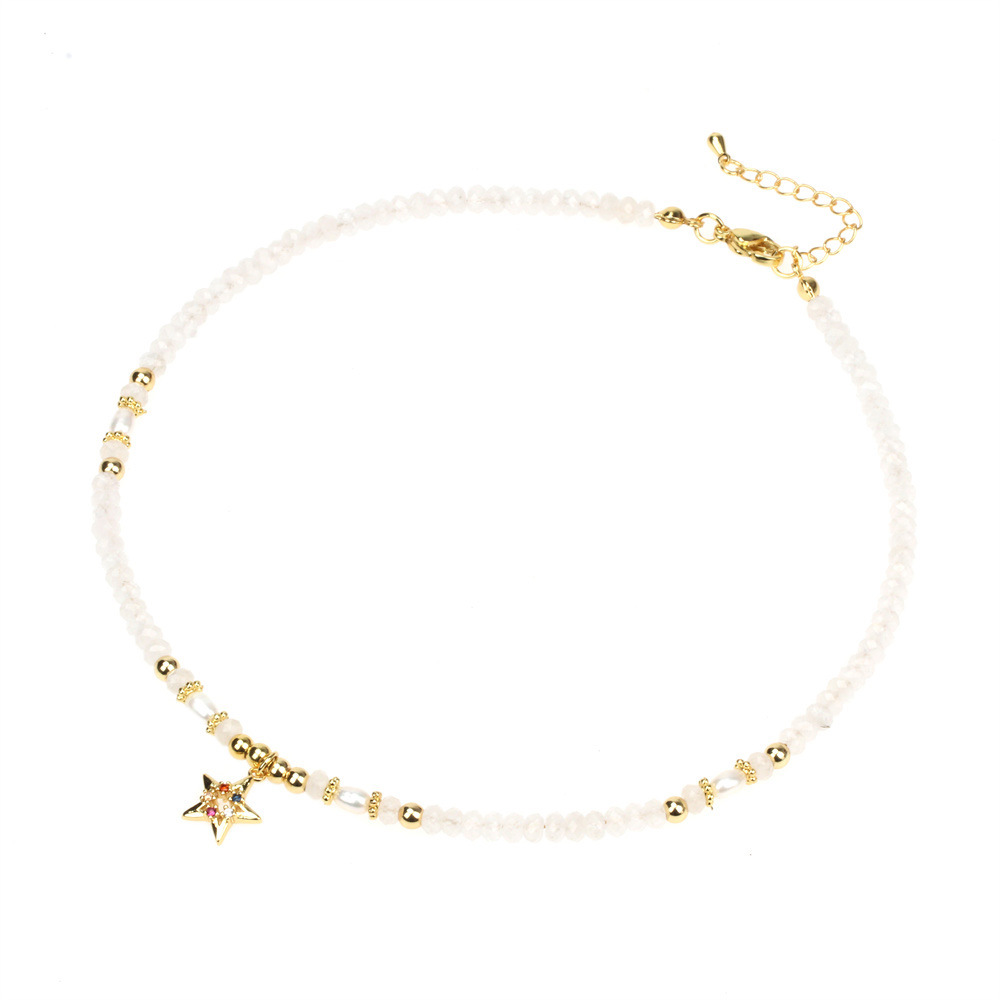 hip-hop astronaut star and moon diamond multi-layered copper gold-plated Cuban chain necklace