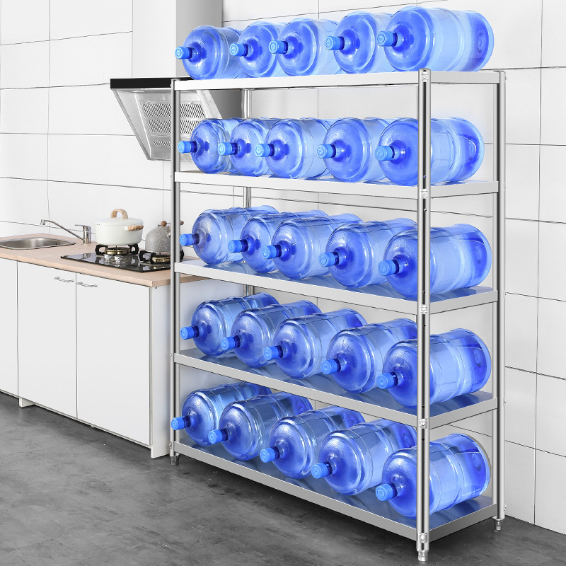 스테인레스 스틸 주방 선반 바닥에서 천장까지 다층 스토리지 랙 가정용 선반 5 층 캐비닛 냄비 랙 전자 레인지 스토리지