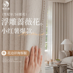 法式中古风复古雪尼尔浮雕提花蔷薇窗帘2025新款客厅高级感