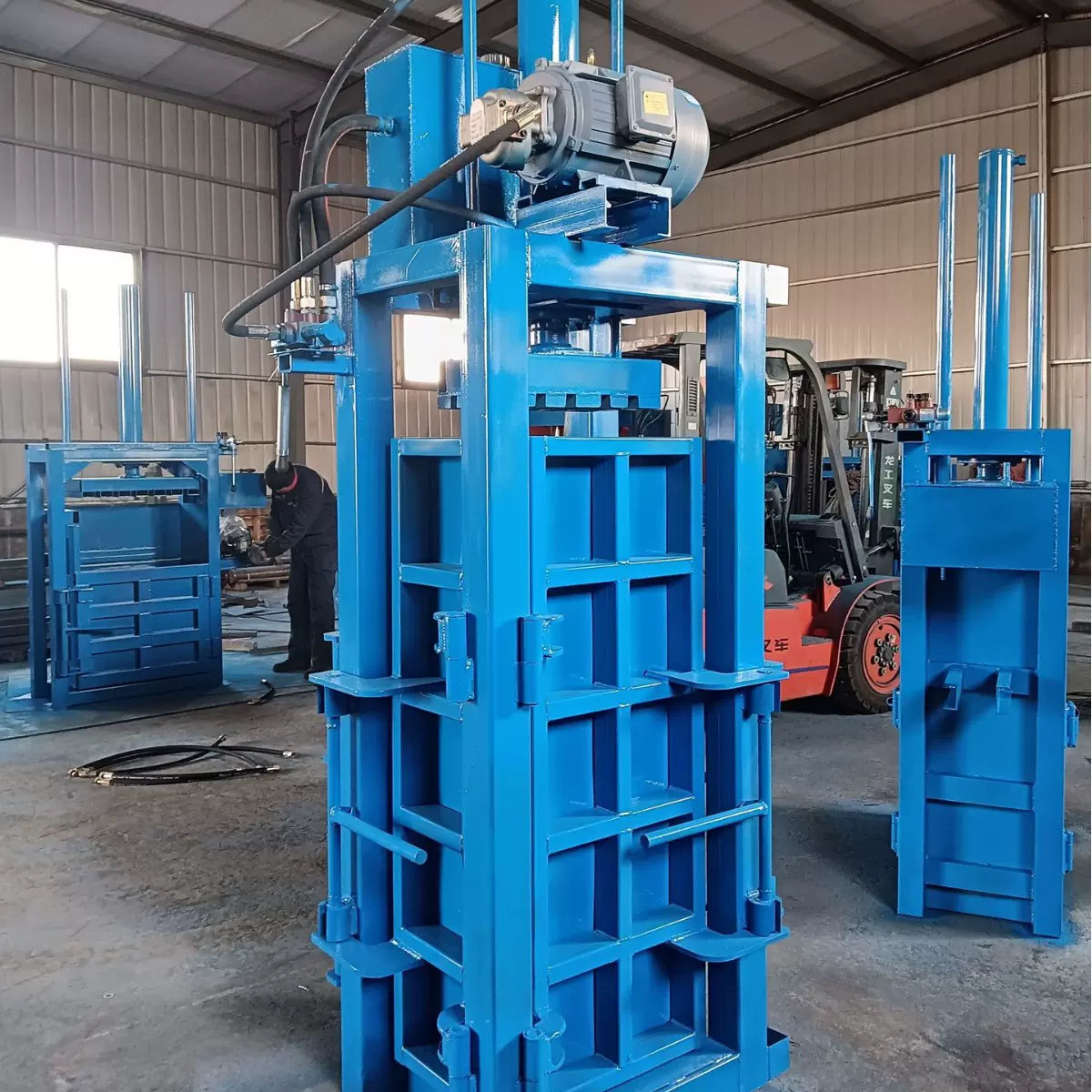 四开门液压打包机套袋压缩打包机旧衣服瑜伽服压缩打包机