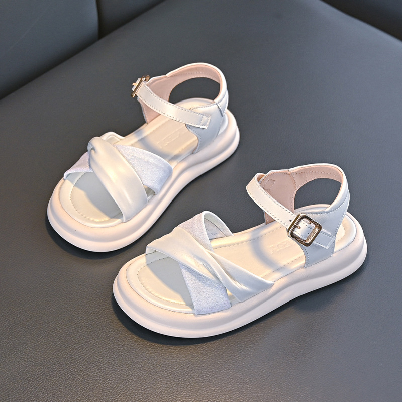 Niñas velcro zapatos de playa primavera y otoño 2026 nuevos zapatillas de dedo blando zapatillas de princesa blanca versátil image 5