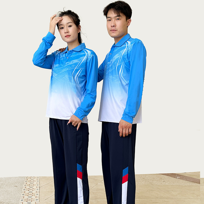 中高端夏季薄款长袖长裤健身套装运动会出场服初中高中生训练服|undefined