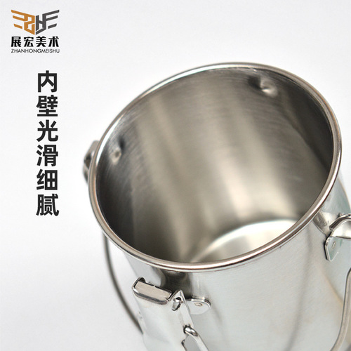 Art stainless steel oil painting pen washer can carry oil painting single oil pot double stainless steel oil pot oil painting pen washer bucket