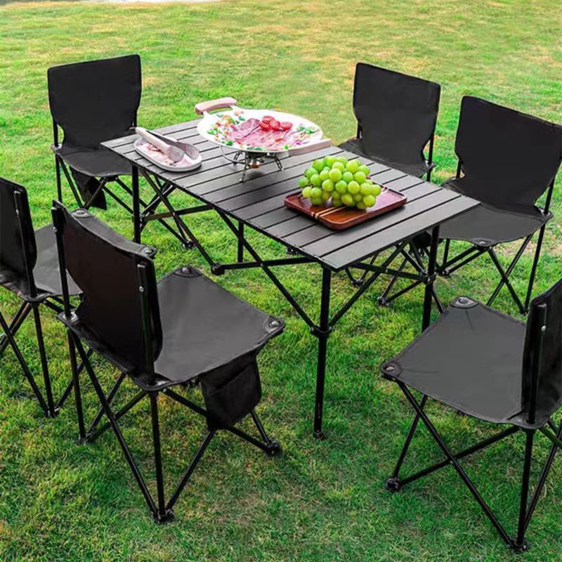 Outdoor Portable Folding Table and Chair Set for Camping, Egg Roll Table for Home Use, Patio Barbecue, and Stall Setup