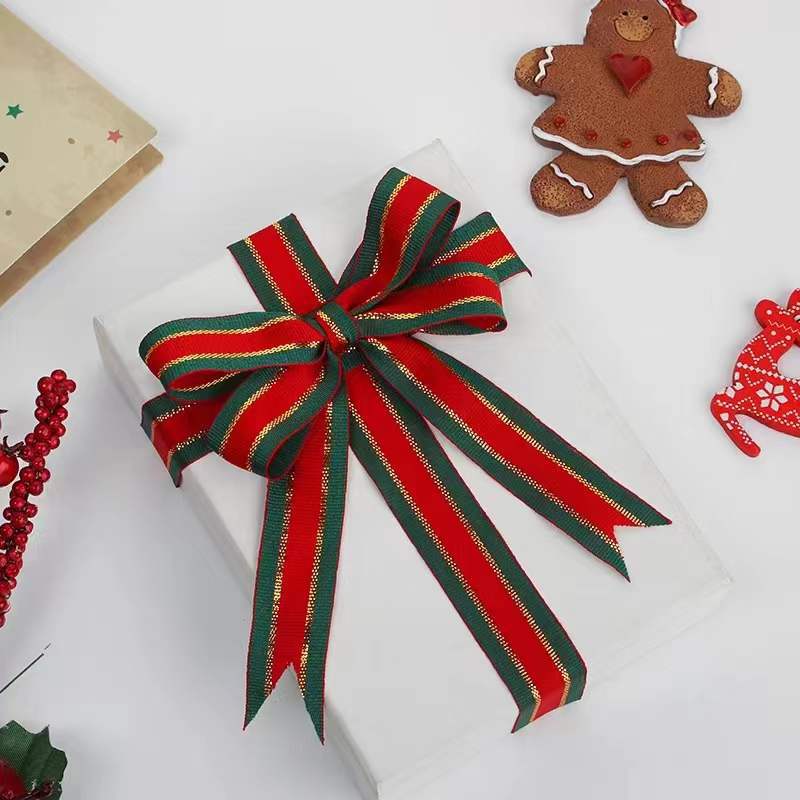 Navidad borde dorado cinta árbol de Navidad regalo caja de regalo cinta decorativa hecha a mano IDY embalaje cinta 1CM2CM2.5cm