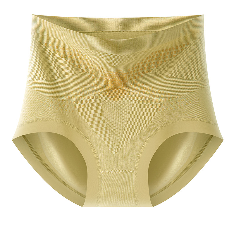 Vendajes dorados, cintura alta, glúteos, ropa interior de abdomen direccional 2024, nueva ropa interior de mujer transpirable de entrepierna antibacteriana de algodón 9A