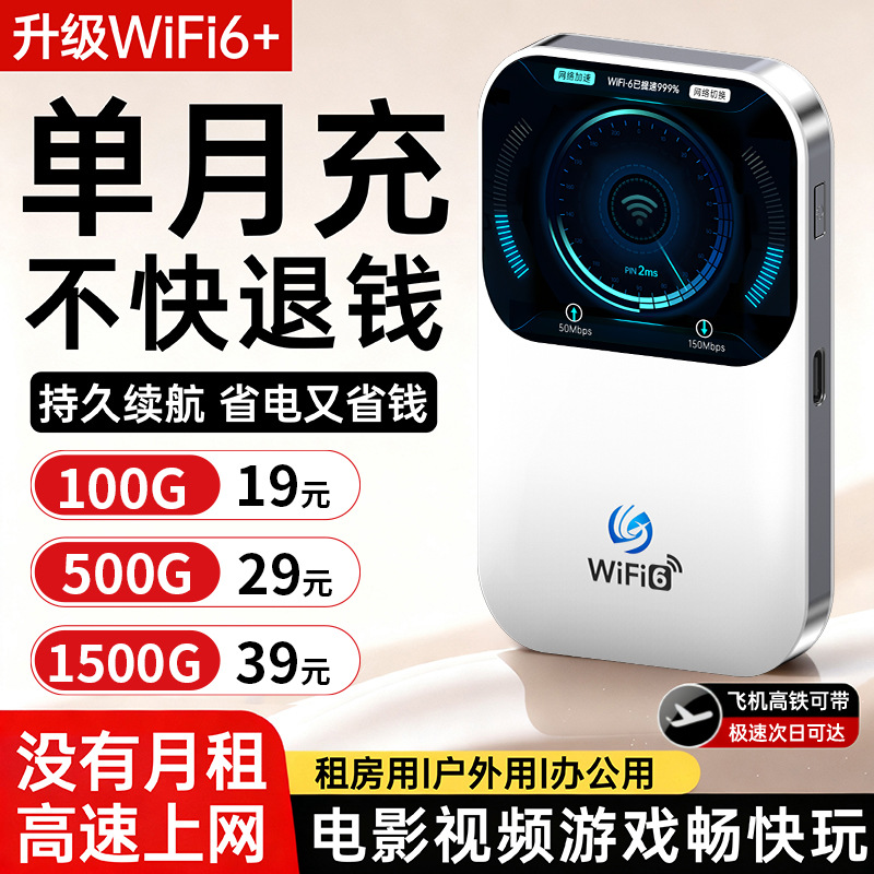 2025新款随身wifi无线网络wif6户外宿舍租房免插卡便携式路由器