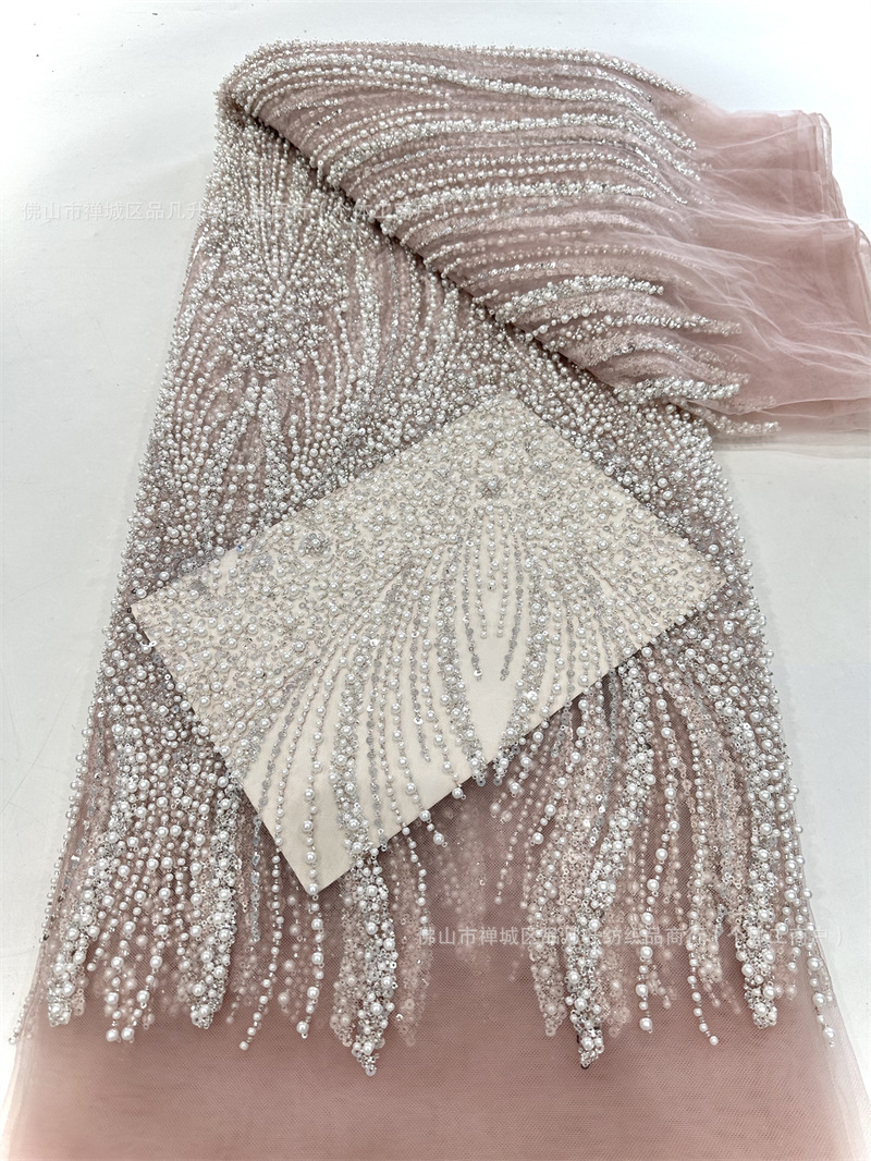 Comercio exterior transfronterizo spot tela de bordado con cuentas de espuma tela de bordado con tubo de cuentas vestido de novia de alta calidad tela de vestido de noche image 11