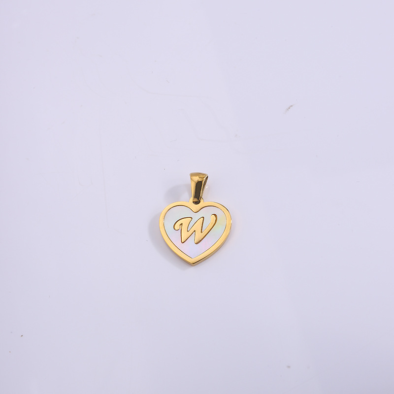 Nuevo colgante de corazón de melocotón de acero de titanio, accesorios de concha de letras inglesas, colgante pequeño, joyería de amor de bricolaje, collar a juego