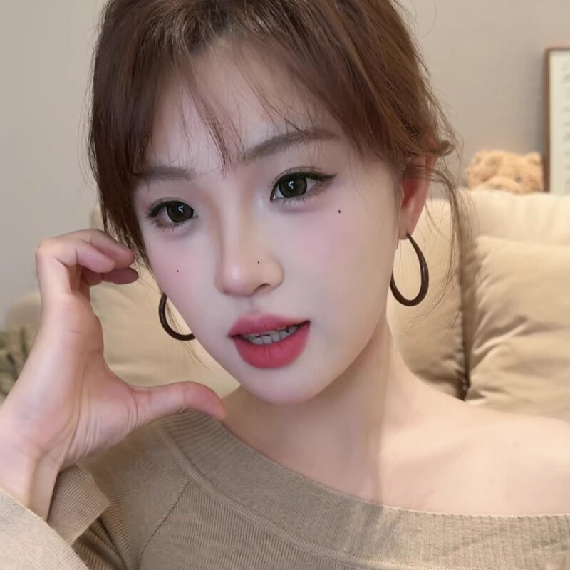 早秋复古美拉德棕咖色椭圆水滴耳环简约设计感耳圈耳钉显脸小耳饰|undefined