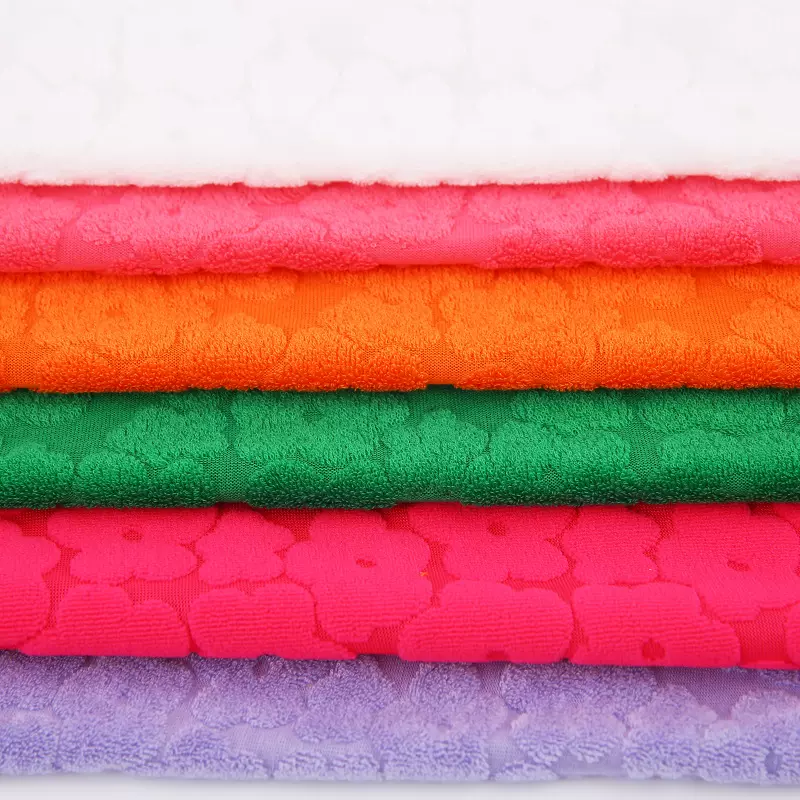 现货供应箱包用280g全涤单面提花毛巾布 可以选用再生各种颜色