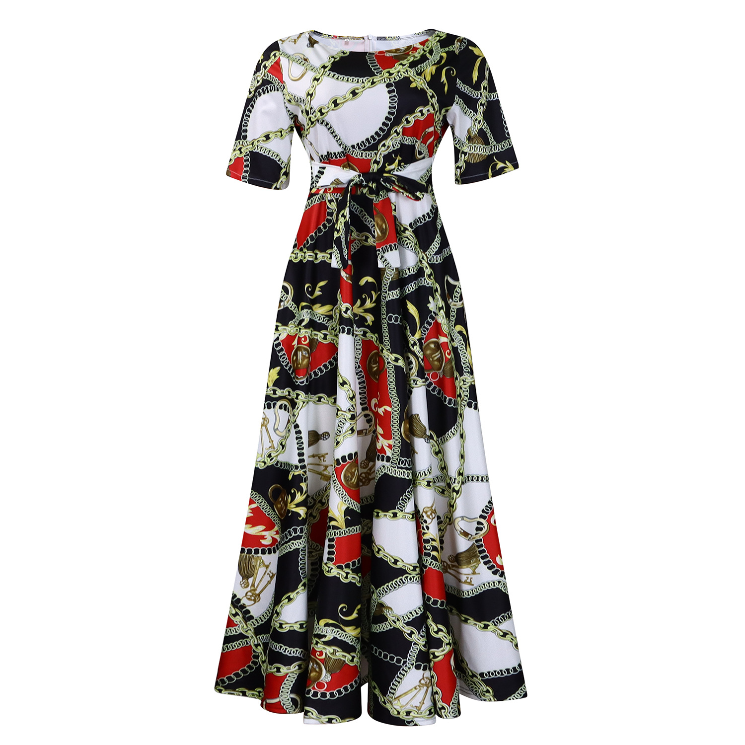Plus Size African Style Dress Fashionable Short Sleeve A Line Tie Detail Perfect for Summer Events Wholesale