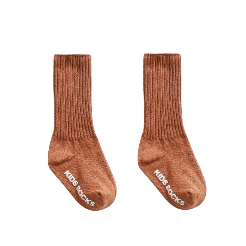 Calcetines para niños otoño nuevo color puro aguja doble antideslizante dispensación calcetines altos calcetines de bebé calcetines de algodón para bebés sin hueso
