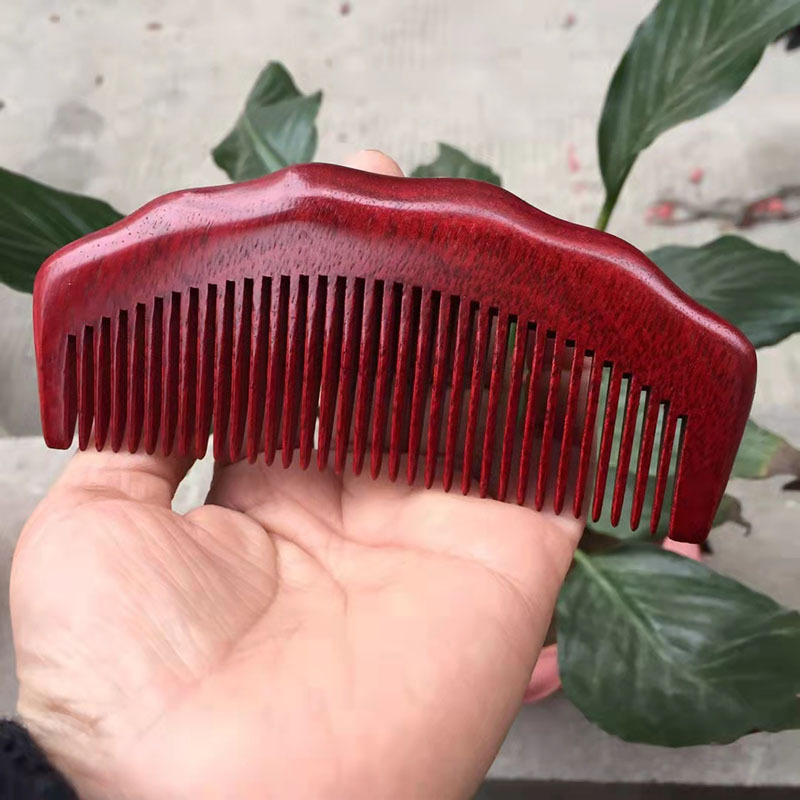 紫檀木梳子复古木梳文玩工艺品木檀木梳子非洲小叶紫檀梳刻字