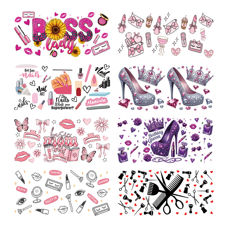 UV转印贴玻璃杯水晶标水晶贴跨境专供16oz琉璃杯专用贴23cmX11cm