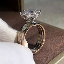 辉坦欧美首饰亚马逊新款 创意双色锆石订婚戒指 时尚结婚派对指环