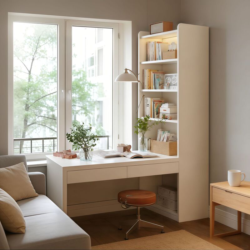 Corner Desk Bookshelf Bookcase Integrated Table Student Home Writing Study Desk Bedroom Wooden Computer Desk Corner Desk Bookshelf Bookcase Integrated Table Student Home Writing Study Desk Bedroom Wooden Computer Desk