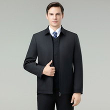 爸爸冬装翻领外套秋冬季轻薄棉服中老年商务休闲棉衣中年男士棉袄