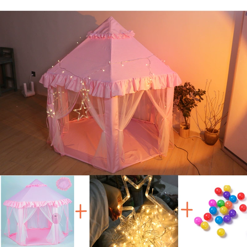 Tent indoor, hexagonal castle for princess, mosquito repellent, mosquito net, storage system, playhouse