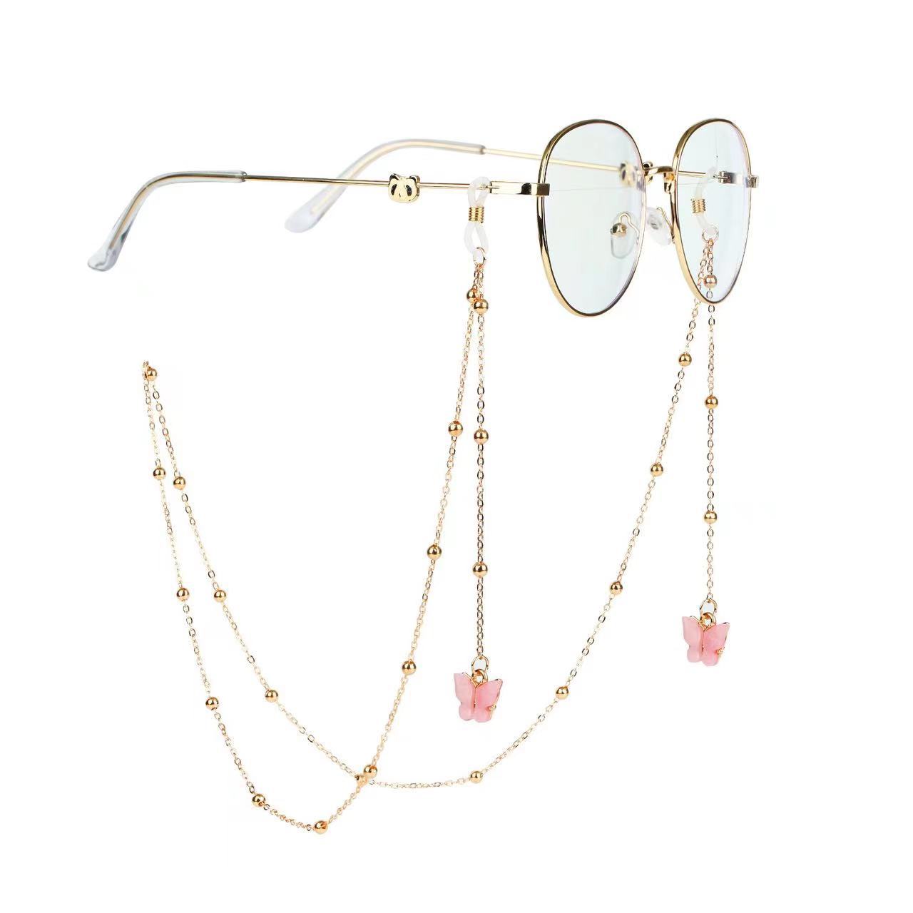 Europe And The United States Glasses Chain Fashion Butterfly Ball Beads Glasses Chain Color Butterfly Sunglasses Chain