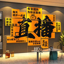 传媒公司形象氛围布置直播间背景办室电商企业文化墙面装饰贴标语