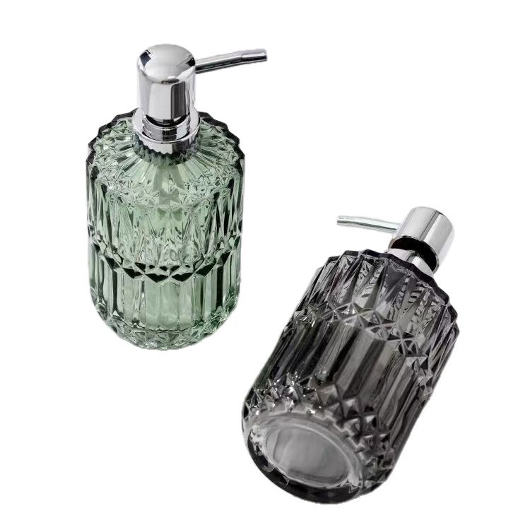 Botella de emulsión de vidrio de venta caliente botella de lavado de hotel de lujo ligero botella de jabón de presión botella de líquido de baño de estilo nórdico
