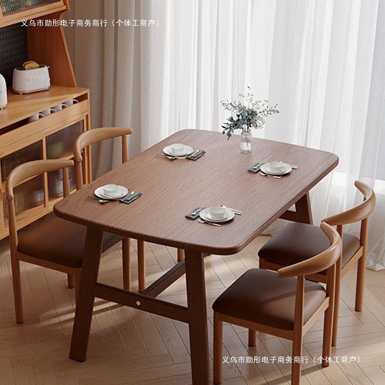 Dining Table for Home Use, Rectangular Rental House Dining Table, Modern Simple Light Luxury Dining Commercial Table and Chair Set