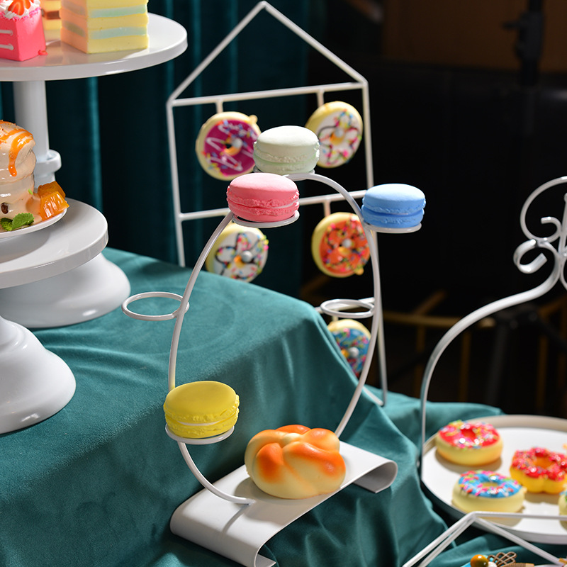 Blanco de metal de hierro postre decoración de la Mesa soporte de la tarde Europea pastel de té merienda stand comida fría té romper la Mesa image 4