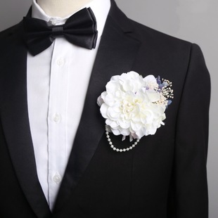 High-end wedding banquet corsage wedding bride and groom corsage photo studio photography props fabric peony corsage dual-use