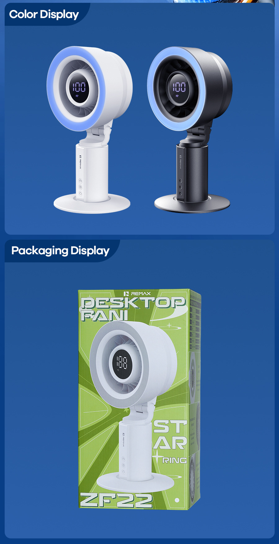 Remax Silent Desktop Fan With Usb Oscillating And Ambient Light_voghion.com