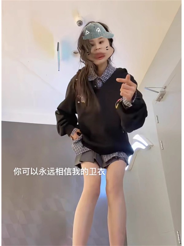 美式复古卡通刺绣棉质学院风连帽卫衣女秋季2025新款宽松百搭帽衫|undefined