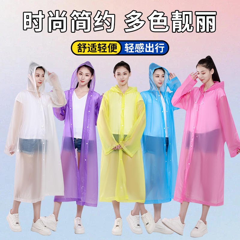 Travel Non-Disposable Raincoat Poncho for Men and Women Travel Adult Outdoor Mountaineering Hiking Transparent White Rainproof Jacket