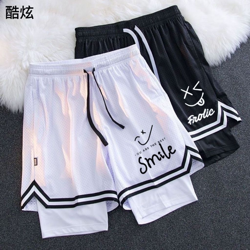 Men's American-style basketball shorts, three-point length, above the knee, summer style, two-piece, quick-drying, high-elasticity, breathable training pants
